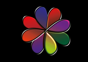 Abstrakte von mir selbst erstellte farbige grafische Formen mit schwarzem Hintergrund