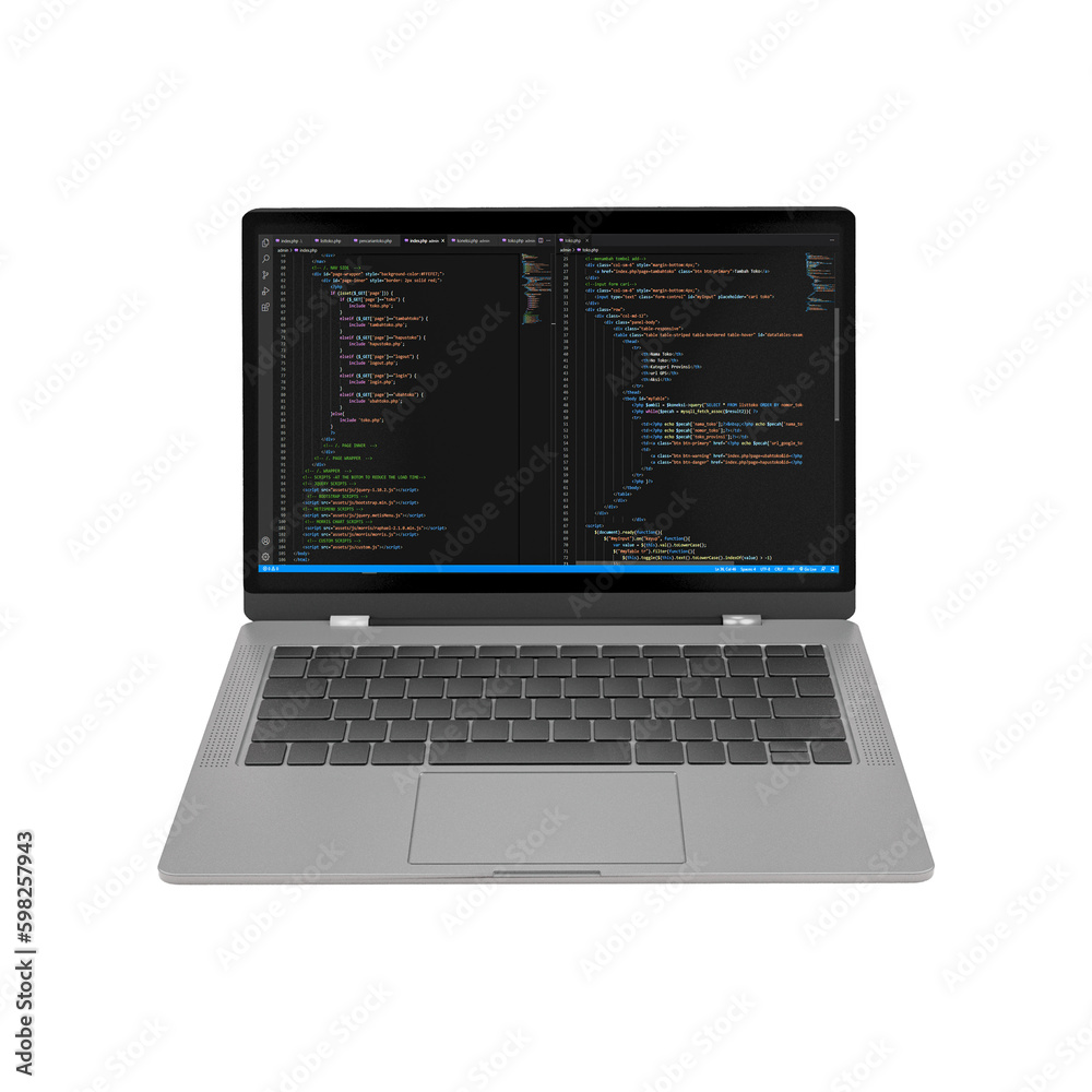 Wall mural 3d laptop programming transparent background