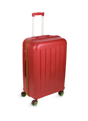 Blue Plastic Trolley  Travel Case with Metal Handle isolated on white background