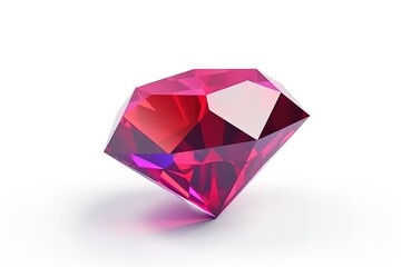 Purple red diamond 3d render with reflections on isolated background