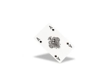 Ace of spades playing card, isolated with shadow