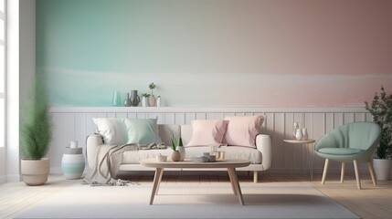 Modern multicolored living room interior. ai generative.