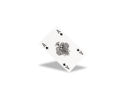 Ace of spades playing card, isolated with shadow