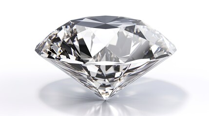 Large Clear Diamond with reflection Dazzling diamond on white background.