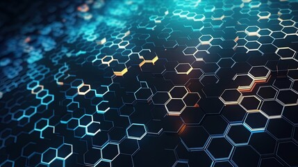 Obraz premium Abstract technological hexagonal background digital Technology Network Background Illustration Futuristic point wave.