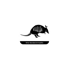 Nine-Banded Armadillo black fill icon. North American Animal vector illustration in trendy style. Editable graphic resources for many purposes.