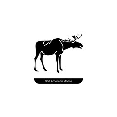 Obraz premium Moose black fill icon. North American Animal vector illustration in trendy style. Editable graphic resources for many purposes.