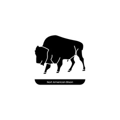 Bison black fill icon. North American Animal vector illustration in trendy style. Editable graphic resources for many purposes.