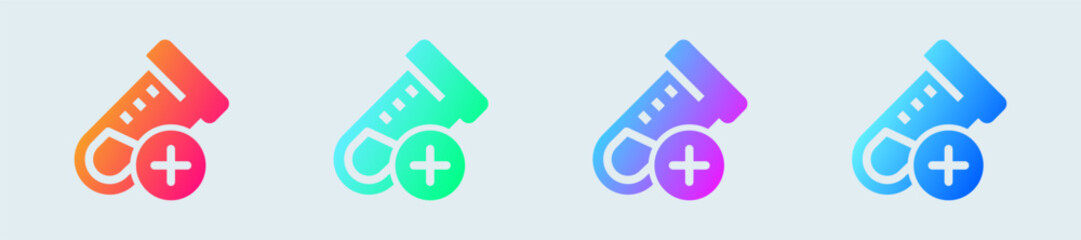 Test tube solid icon in gradient colors. Chemical signs vector illustration.