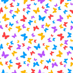Seamless pattern with colorful tiny butterfly