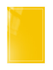 Closed yellow blank book with frame isolated on white