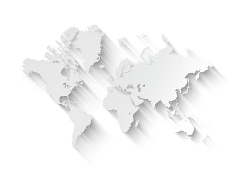 Fototapeta White world map illustration on a transparent background