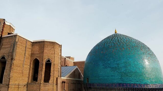 Samarkand, Uzbekistan aerial view of Bibi Khanym Mosque. Main place of worship and dedicated to Timur's favorite wife, Sarai Mulk Khanum