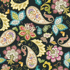 Paisley. A seamless pattern based on the traditional oriental paisley pattern or Turkish cucumber. Fabric, wallpaper, background