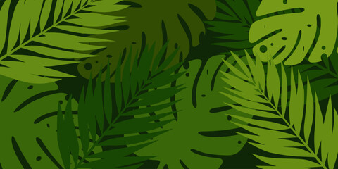 Naklejka na ściany i meble Tropical leaves seamless pattern background. Vector illustration for your design