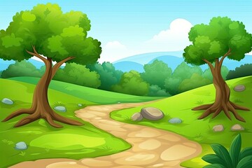 peaceful pathway surrounded by vibrant greenery. Generative AI Generative AI