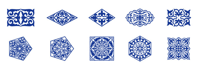Islamic ornament vector, persian motiff. Asian floral designs. Abstract Asian elements of the national pattern of the ancient nomads of the Kazakhs, Kyrgyz, Mongols, Tatars, Uzbeks, Tajiks and other