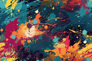 Nahtlos wiederholendes Muster - Abstraktes Gemälde, Farbspritzer