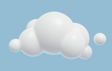 3d cloud icon realistic plastic three dimensional cute baby toy cumulus cloud design element