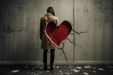 An emotional image of a broken heart, representing the pain and sorrow that can come with divorce or the end of a relationship. Ai generated.