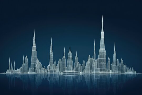 bustling metropolis skyline with skyscrapers and busy streets below. Generative AI Generative AI