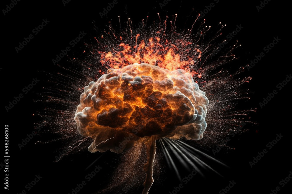 Wall mural an imaginative image of a colorful brain exploding with creativity, emotions and ideas. ai generated