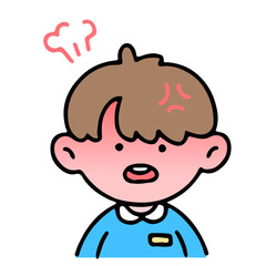 A little cute boy angry, isolated on a background vector illustration.