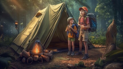 camping in the woods Ai generative