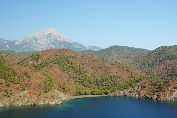  The panorama of Tahtali mountain from the Lycian Way, Antalya provence, Turkey    