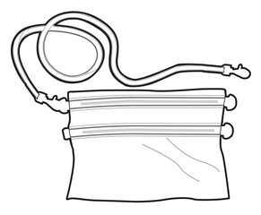 Wristlet bag flat drawing vector template