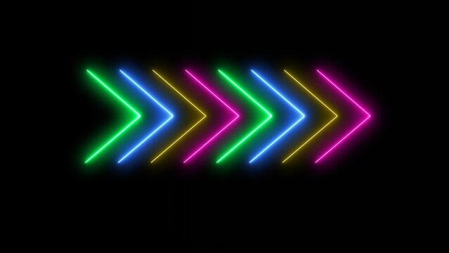Abstarct color arows glow neon background lights 4K