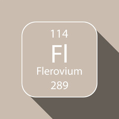 Flerovium symbol with long shadow design. Chemical element of the periodic table. Vector illustration.