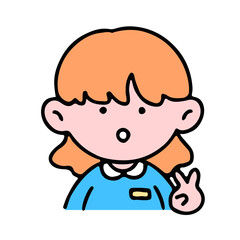 A little cute girl  showing victory hand, isolated on a background vector illustration.