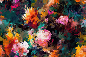 Nahtlos wiederholendes Muster - Öl oder Wasserfarben Bild mit Blumen - Abstrakt