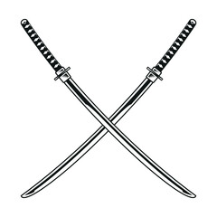 Crossed Katana Swords Vector