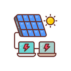 Laptop Solar Charging icon in vector. Illustration