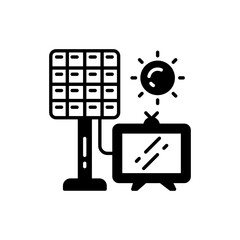 Solar TV icon in vector. Illustration