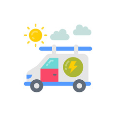 Solar Powered Van icon in vector. Illustration