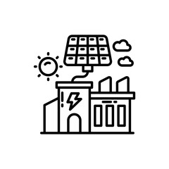 Solar Powered Factory icon in vector. Illustration