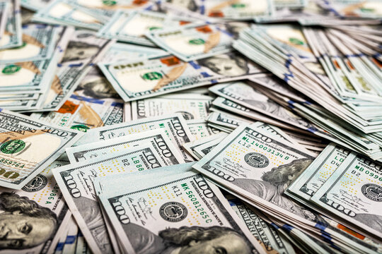 Money heap, many dollar bills background