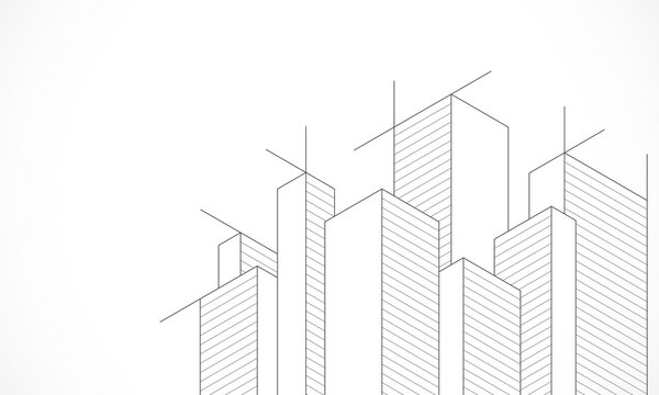Architectural drawing with building construction. Creative vector illustration of modern architecture Generative AI