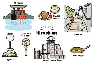 手描き風　広島のイラスト（カラー）