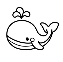 Whale underwater cartoon outline icon