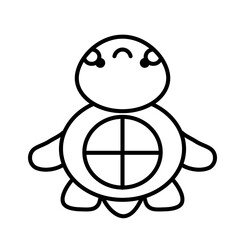 Obraz premium Turtle underwater cartoon outline icon