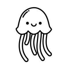 Jellyfish underwater cartoon outline icon