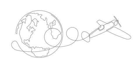 Flying plane.Airplane .Planet Earth.Vector illustration.