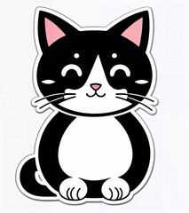 cute cat sticker, mascot isolated, on a white background, vector illustration