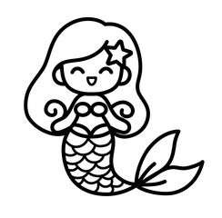 Mermaid cartoon outline icon