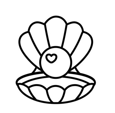 recommend clip art: Mermaid pearl seashell cartoon outline icon