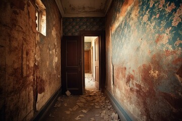 Abandoned hallway. Generate Ai